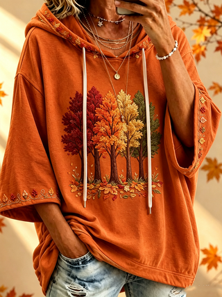 Herminia | Sudadera de manga corta con capucha estampada