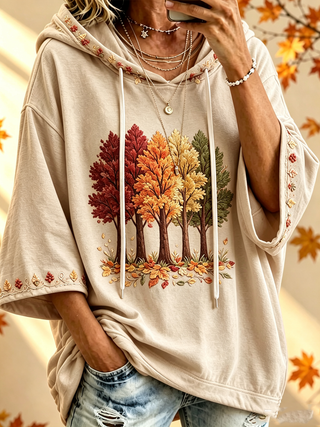 Herminia | Sudadera de manga corta con capucha estampada